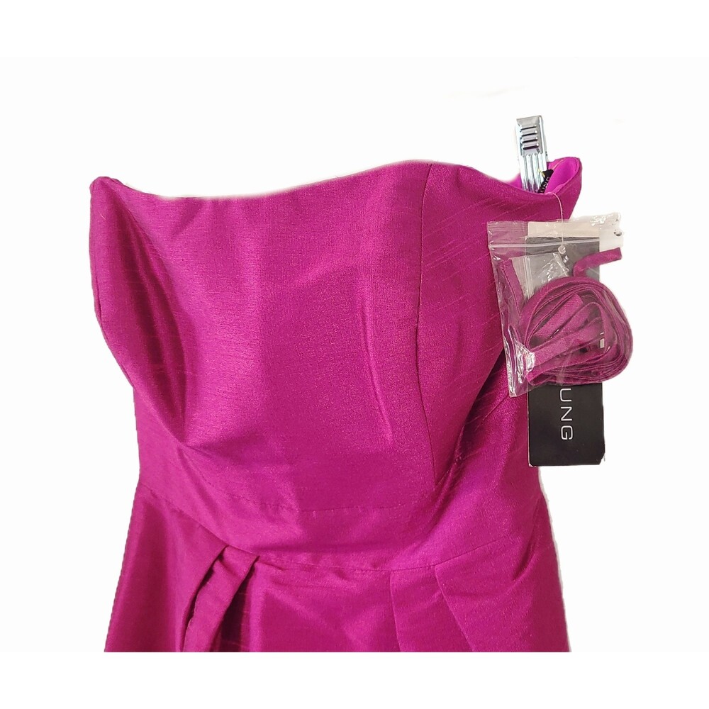 Alfred Sung NWT Watermelon Pink Dupioni Silk Strapless Dress Size 8 - Picture 5 of 8